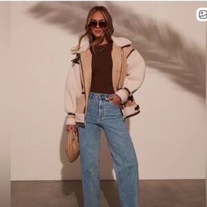 Vici Tan and Cream Sherpa Jacket